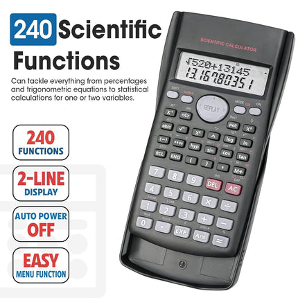 16 Pack Scientific Calculators, 2-Line Large Screen Display 240 Functions Scientific Calculators for Students, Math Algebra Fraction Calculator for High School College School
