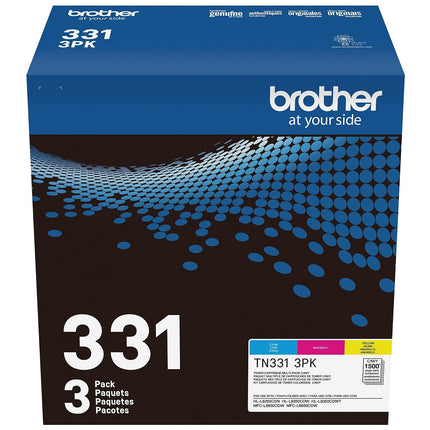 BROTHER Cartouche de toner couleur standard authentique, paquet de trois TN331 3PK - Comprend une cartouche de toner cyan, magenta et jaune