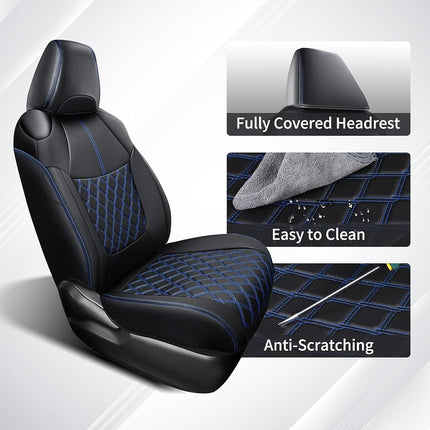Huidasource Toyota RAV4 Seat Cover Full Set, Waterproof Leather Car Seat Protector Fit for 2019-2023 Toyota Rav4 XLE LE XLE Premium Limited(Not for Hybrid/Adventure/TRD Off-Road/Prime, Black&Blue)