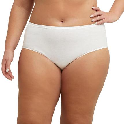 JUST MY SIZE Women's JMS Cool Comfort Cotton Brief 6-Pack, White, 4X-Large