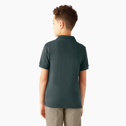 Dickies Boys' Short Sleeve Pique Polo, Hunter Green, XX-Small 4