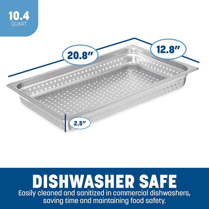 Carlisle FoodService Products Durapan Stainless Steel Steam Table Pan, Hotel Pan with Perforation for Catering, Buffets, Restaurants, 2.5 Inches Deep, Silver, (Pack of 6)