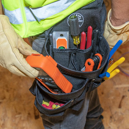 Klein Tools 5700 Tool Pouch, PowerLine Series Utility Pouch Fits Tool Belts up to 2.5-Inch, Strong Rivet Reinforced Stitching, 9-Pocket