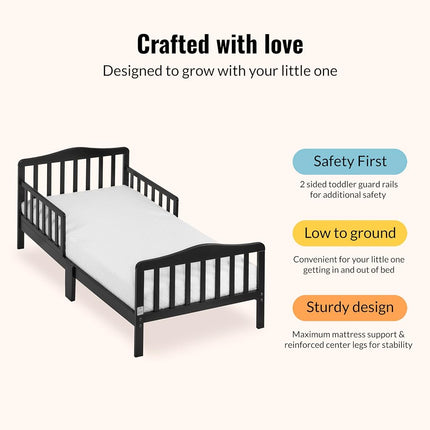 Dream On Me Classic Design Toddler Bed in Black, Greenguard Gold Certified