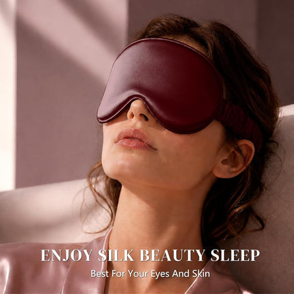 ZIMASILK Adjustable 22 Momme 100% Mulberry Silk Sleep Mask (Burgundy)