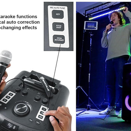 Rockville Elite Party 65 Bluetooth Party Speaker, 2000W Peak/500W RMS, Karaoke Effects, LED Lights, Guitar/Optical Inputs, for Events and Parties