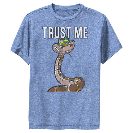Camiseta de manga corta para niños Disney Jungle Book Trust Me Kaa-Dsjb00xmsc, azul real jaspeado, talla M
