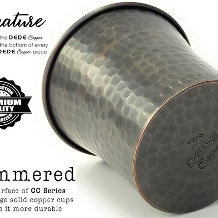 Dede Copper - CC Series (20 oz) - Handcrafted Drinking Cups or Serving Cold Beverages and Cocktail Mugs, Handmade Unlined Uncoated Pure Solid Copper Tumblers (Engraved-Antique)