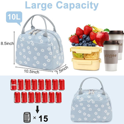 Bluboon Lunch Bag for Women Men Cute Corduroy Lunch Tote Bags Reusable Insulated Lunch Box Large Capacity Reusable Insulated Cooler for Work Picnic or Travel