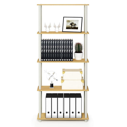Furinno TURN-N-TUBE 5-Tier Tool-Free Corner Shelf, Beech