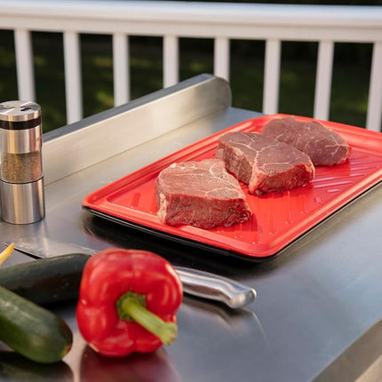 Cuisinart Grilling Prep & Serve Trays, 17x10.5 inch BBQ Tray Safe for Food Handling, 2 Dishwasher Safe Nesting Trays Black & Red, Perfect Grilling Accessories for Cooked & Raw Meat, Fits 6 Burgers
