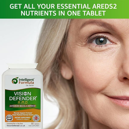 Vision Defender AREDS2 Eye Vitamins, Lutein Zinc Copper, Vegan, 90 Tablets