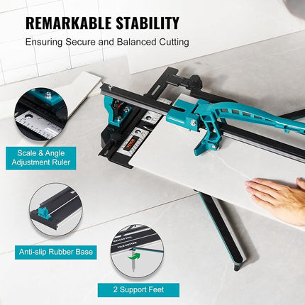 VEVOR Manual Tile Cutter, 800mm/32inch, Porcelain Ceramic Tile Cutter with Tungsten Carbide Cutting Wheel, Infrared Positioning, Anti-Skid Feet, Durable Rails for professional installers or beginners