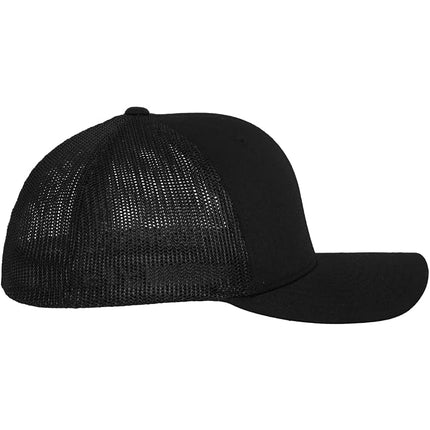 Flexfit Unisex-Adult's Mesh Fitted 2-Tone Trucker Hat, Black, One Size