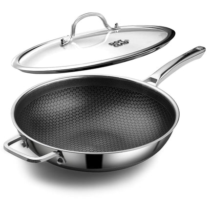 DOTCLAD Hybrid 12 inch Wok pan with Lid, PFOA and 
