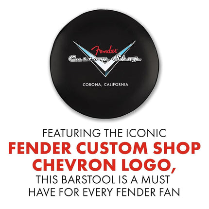 Fender Custom Shop Chevron Logo Swivel Barstool, Great Gifts for Dad, with 1 Year Limited Warranty, Simple Assembly, Black/Black, 24"