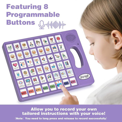 Joyreal AAC Device for Autism, Non Verbal Communication Tools for Speech Therapy & Stroke Rehab. Speech Communication Tablet, Autism Talking Aids with 8 Programmable Buttons & Adjustable Volume