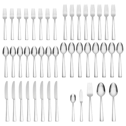 Oneida Madison Avenue 45 Piece Casual Flatware Set, 18/0 Stainless, Service for 8,Silver,45pc