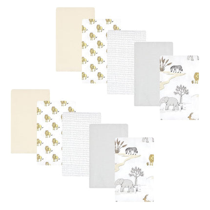 Hudson Baby Paños de Algodón de Franela para Bebés, Paquete de 10, Safari Neutral, Talla Única