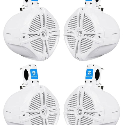 (2) Pairs Rockville RWB80W 8" White 600w Marine/Bo