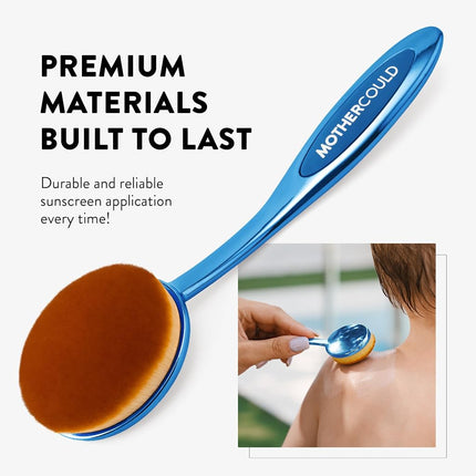 Mothercould Premium Sunscreen Brush Set for Children and Baby Sunscreen Applicator with Metal Handle, Travel Case, 2 Brushes, 2 Caps, and Non-Stick Cleaning Mat, Sun Care (2-pack) (Blue)
