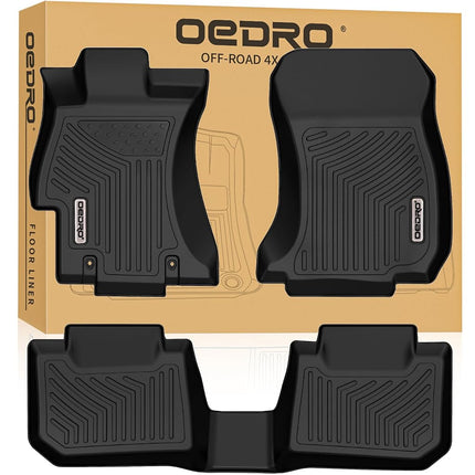 Tapis de sol OEDRO compatibles avec Subaru Crosstrek 2016-2017, Impreza 2012-2016, WRX/WRX STi 2015-2021, XV Crosstrek 2013-2015 (Subaru/XV/Crosstrek/uniquement), revêtements de sol première et deuxième rangées, noirs