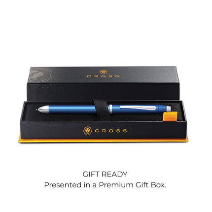 Bolígrafo multifunción CROSS Tech3+ azul metálico con puntero incl. caja de regalo prémium – Bolígrafo y portaminas recargable