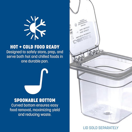 Carlisle FoodService Products StorPlus Food Storage Container 1/6 Size Food Pan for Serving and Storing Hot or Cold Food, 2.5 Qt, 1 Count, Clear