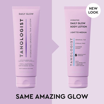 Tanologist Hydrating Daily Glow Body Lotion- Light/Medium, Buildable & Transfer-Proof Gradual Self Tanner, Summer Fragrance, Natural Not Orange, Lasts 7 Days, Vegan Clean Formula, 8.45 fl oz