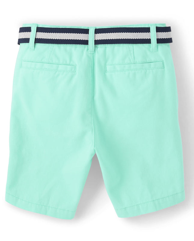 The Children's Place Pantalones cortos chinos con cinturón para niños, azul aguamarina, 8