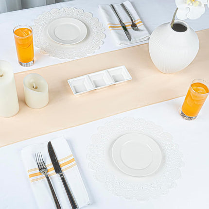 Restaurantware Pastry Tek 12 x 12 Inch Lace Doilies 100 Decorative Tableware Placemats - Disposable Round White Paper Table Doilies for Birthdays Or Weddings Table Decor