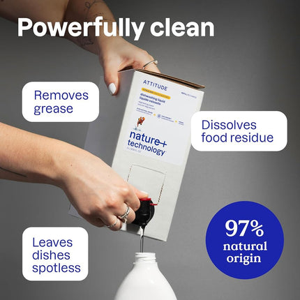 ATTITUDE Dishwashing Liquid, Advanced Degreasing Power, Biodegradable, Hypoallergenic, Plant- and Mineral-Based Ingredients, Vegan and Cruelty-Free, Wildflowers, 700 ml