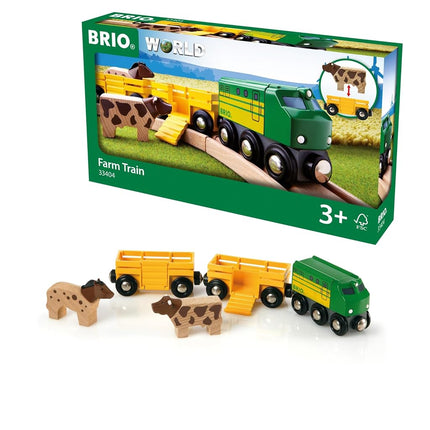 BRIO World Farm Engine Train Toy for Kids Age 3 Years Up - Wooden Railway Add On Accessories