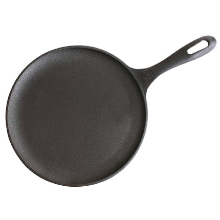 VICTORIA Poêle ronde en fonte Comal, assaisonnée avec de l'huile de lin 100 % casher sans OGM, 10,5 pouces, noire