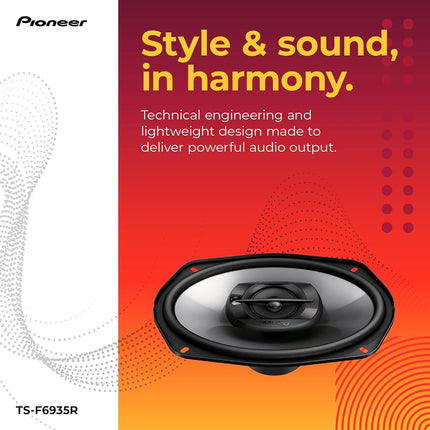 Pioneer TS-F6935R 3-Way Coaxial Car Audio Speakers - 6" x 9" Passive Car Speakers (Pair), 230 W Max Power, Black and Silver
