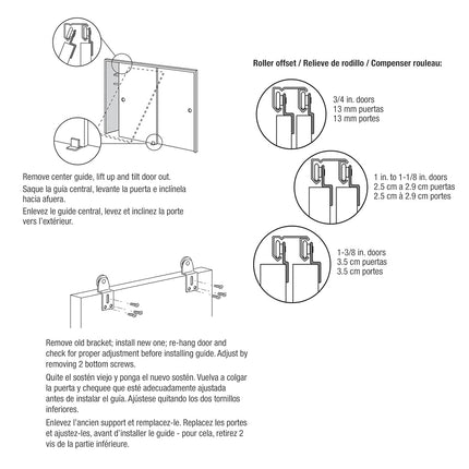 Prime-Line N 7532 Sliding Closet Door Roller Kit, 1 in. Wheel Diameter, Convex (Round) Edge Plastic, Stamped Steel Construction, Includes 1/4 and 3/4 in. Offset Pairs (2 Pack)