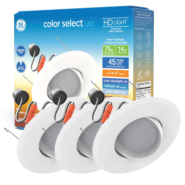 GE Color Select LED Recessed Downlight Fixture wit