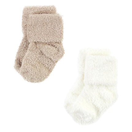 Hudson Baby Calcetines de Felpa y Algodón Rico para Bebé Unisex Recién Nacido, Raya Beige, 6-12 Meses, Paquete de 8 Rayas Beige, 6-12 Meses