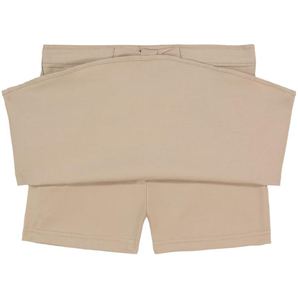 Falda Patinadora Tipo Scooter Escolar de Uniforme para Niñas IZOD con Tiro Elástico y Pantalón Corto Integrado, Pretina de Punto y Bolsillos Funcionales, Resistente a las Arrugas, Caqui Patinadora, 12