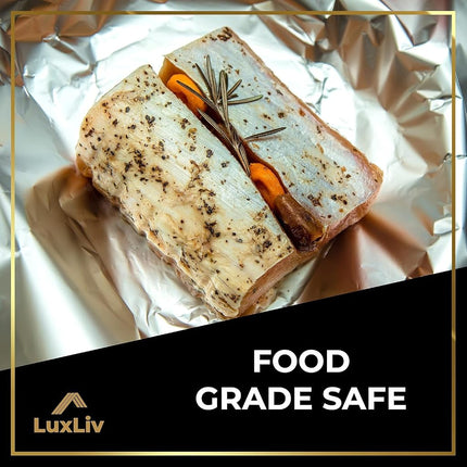 100m - 2 x LuxLiv 50m High Quality Heavy Duty 20 Micron Kitchen Foil Catering Aluminium Tin Foil Roll - 30cm Wide