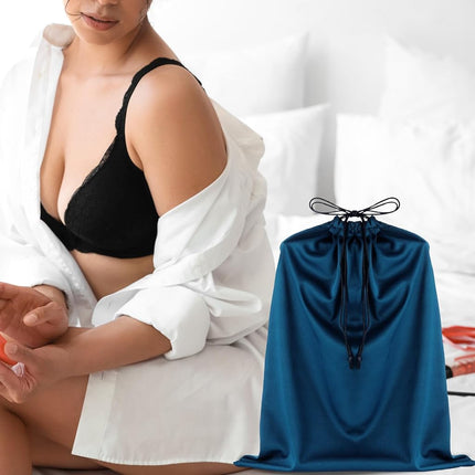Weewooday 12 Pcs Adult Toy Bags Drawstring Microfiber Pouch Adult Game Toy Gift Bags Cosmetic Storage Organizer Multipurpose Foldable Ditty Pouch for Women Men(Navy Blue,15.75 x 11.81 Inch)