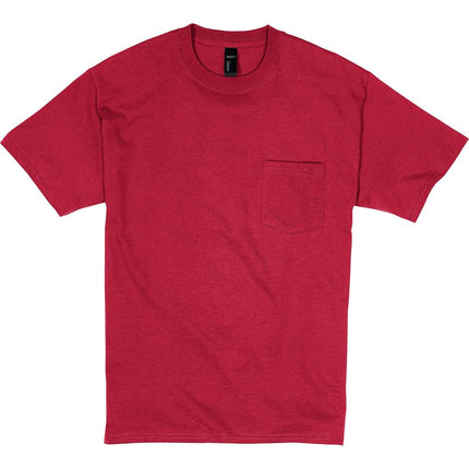 Hanes Men's Heavyweight Pocket T-Shirt, Beefy-T Full-Cut Cotton Pocket Tee for Men, Crewneck T-Shirt for Men, 1 or 2 Pack, Deep Red - 1 Pack, Large