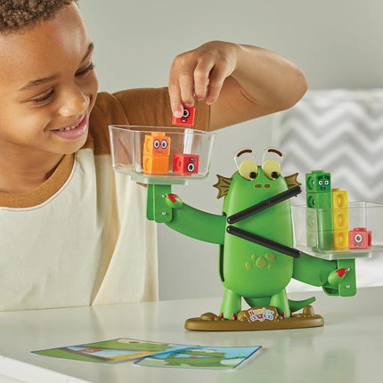 Learning Resources Blockzee Children's Math Game, Ages 3-7, Includes Interactive Scale, 61 MathLink Cubes, 10 Challenge Cards, Educational Game to Learn More Than Less Than Equal
