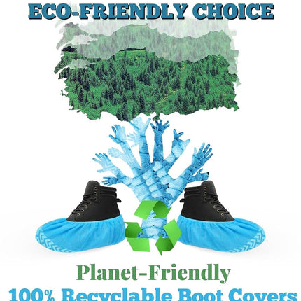 200 Pack XL Non-Slip Disposable Shoe Covers Blue for Indoors, Fits Men’s US 13