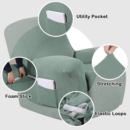Turquoize Stretch Recliner Cover Recliner Chair Cover Recliner Slipcover 1-Piece Sofa Cover with Side Pocket Jacquard Sofa Furniture Cover/Protector Soft with Elastic Bottom, Machine Washable, Cyan