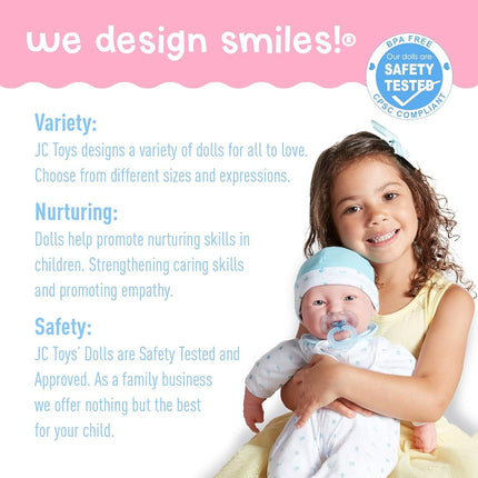 JC TOYS - 51 cm La Baby Doll Has Soft and Washable Body, Magic Bottle and Pacifier, Blue, Designed in Spain, +2 years old