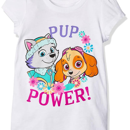 Nickelodeon Little Girls' Toddler Paw Patrol Pup Power Short-Sleeved Puff T-Shirt, White, 2T