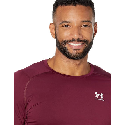 Camiseta de manga corta HeatGear de Under Armour para hombre, granate (609)/blanco, XL