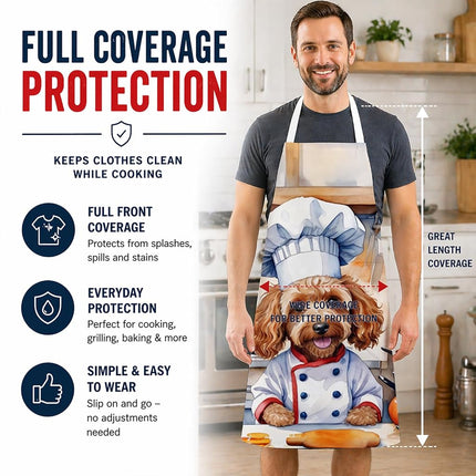 Caroline's Treasures Cockapoo The Chef Apron Cooking Kitchen Server Baking Crafts Gardening for Adult Women Men, Unisex, Large, Multicolor