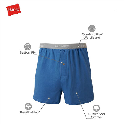 Hanes Men's Boxers, Cotton Knit Comfortable Boxer Underwear, Moisture-wicking Cotton Boxers, 5-pack, Assorted - 5 Pack, S